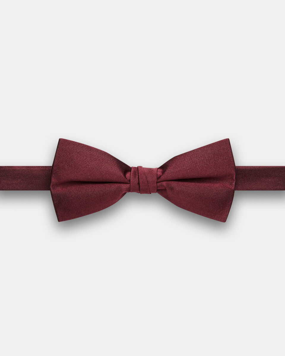 Silk Satin Bow Tie, Burgundy, hi-res